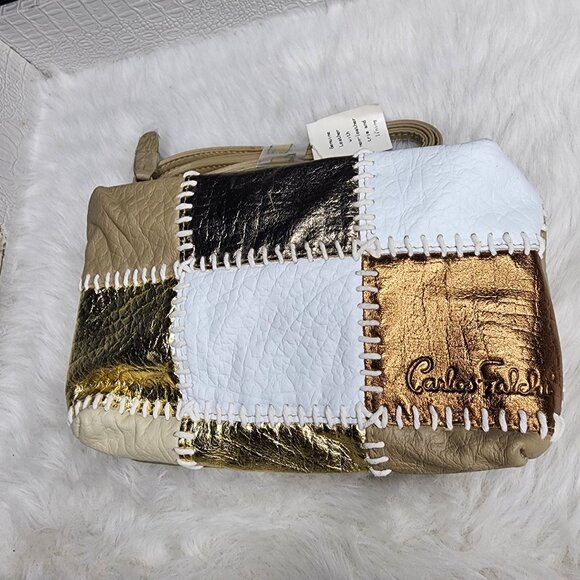 Carlos Falchi Genuine leather crossbody 70's style patchwork - Picture 2 of 6